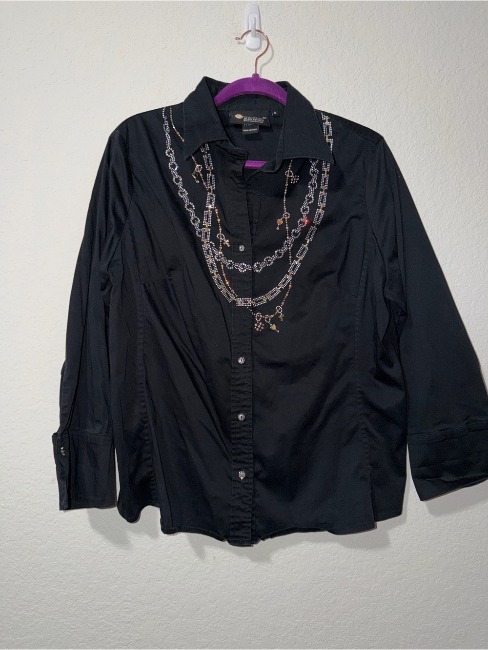 Vintage Christine Alexander Black Button-Down Shirt